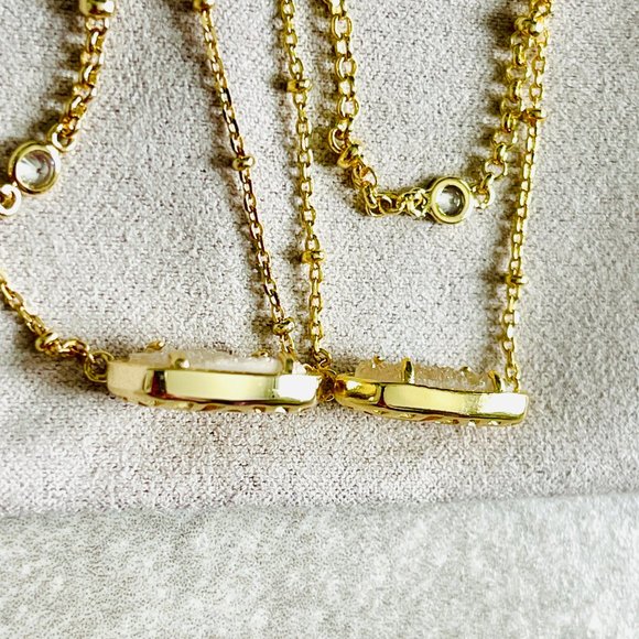 KENDRA SCOTT Elisa Multi Strand Gold Necklace In Iridescent Drusy - NFS PLS READ - Picture 3 of 16